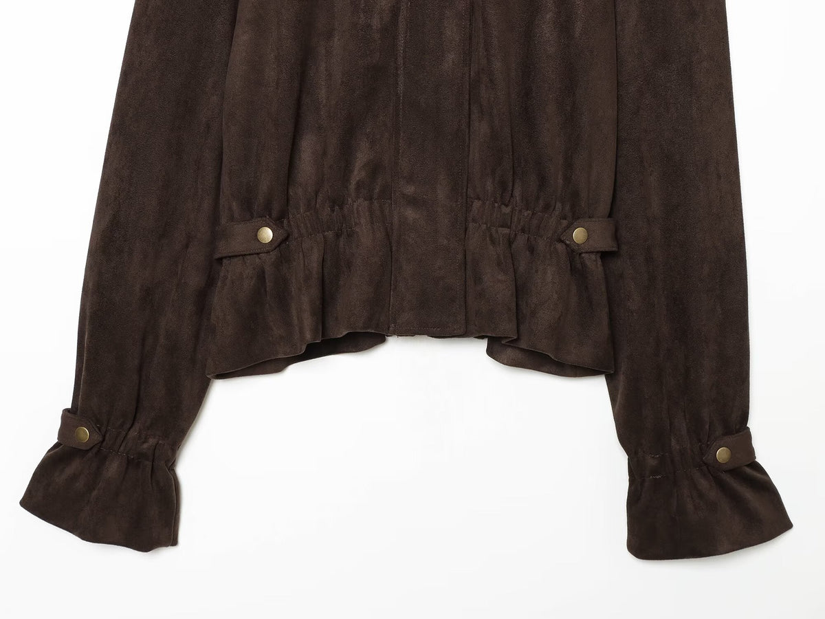 Women's suede texture effect short jacket Coat