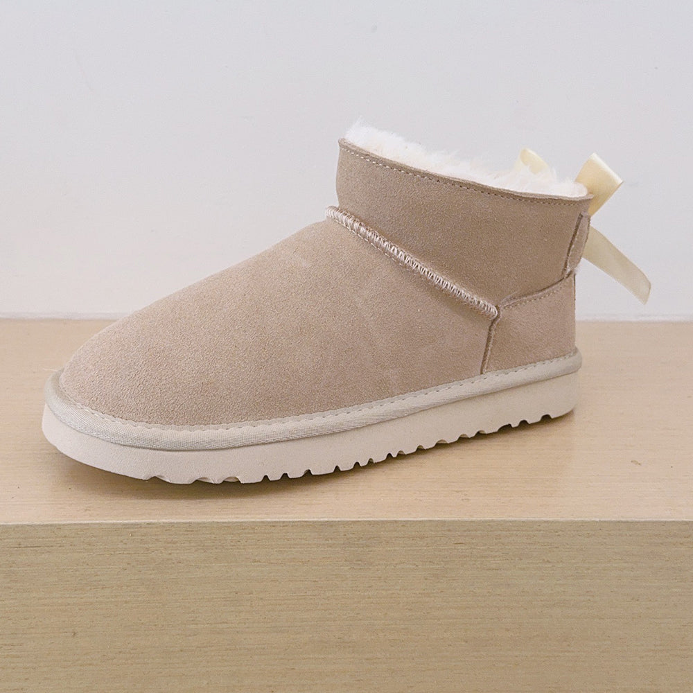 Women's new Joker Ribbon Bow Design Short Snow Boots
