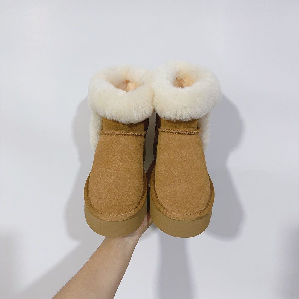 Women's plush snow boots with plush platform