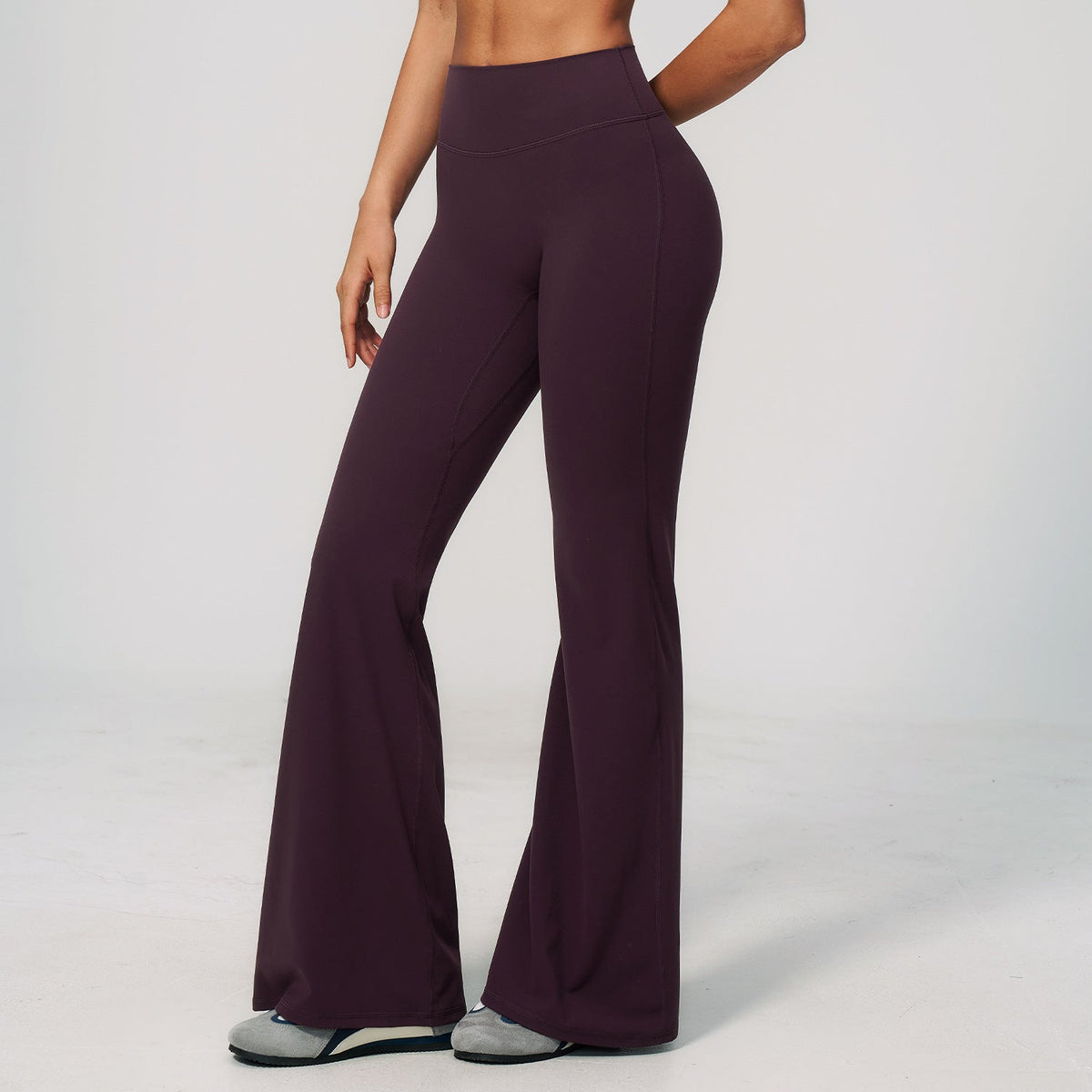 Women's new sanding yoga pants abdomen hip running fitness bell bottoms.