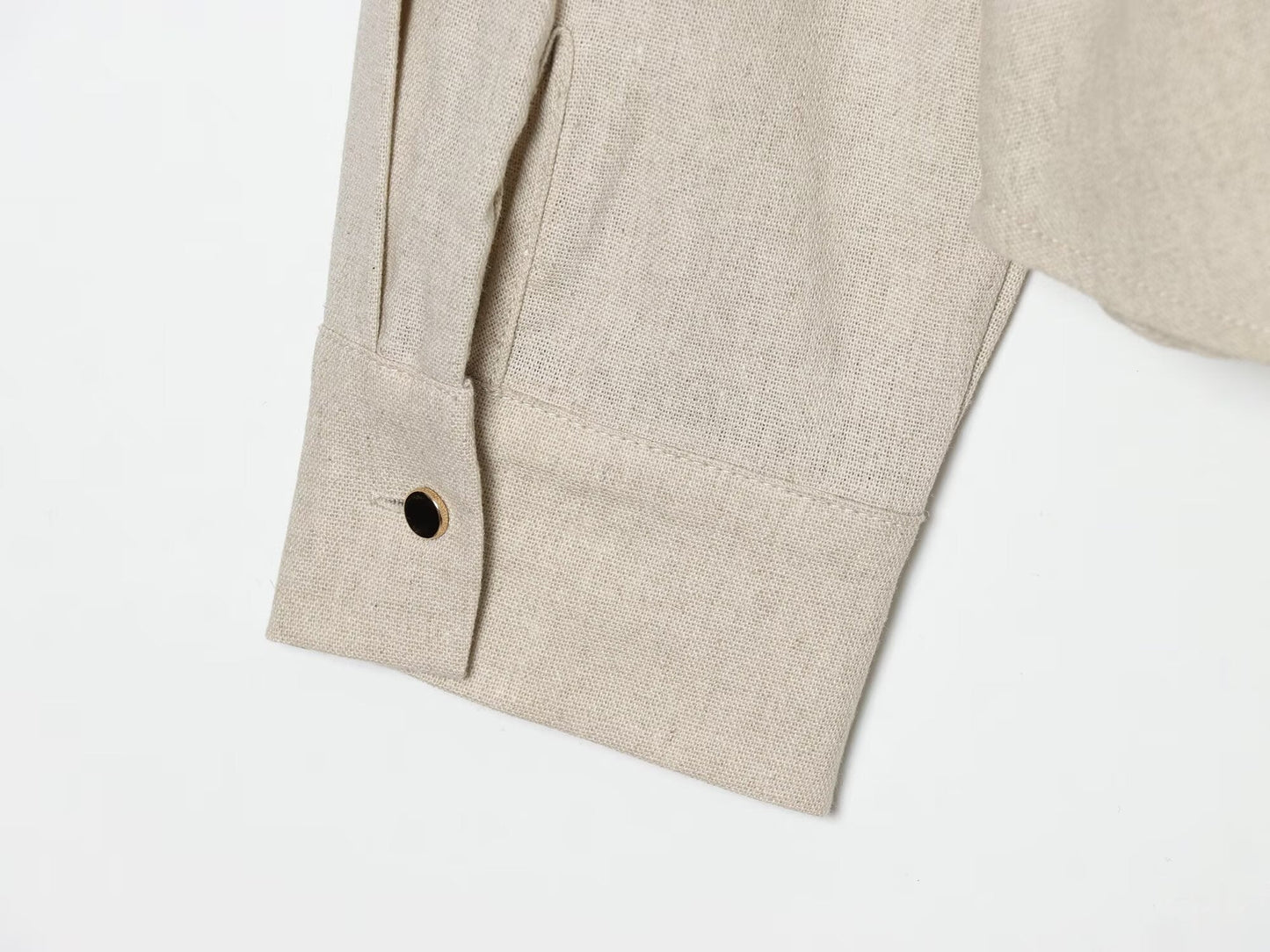 Women's fluffy hem linen blend shirt