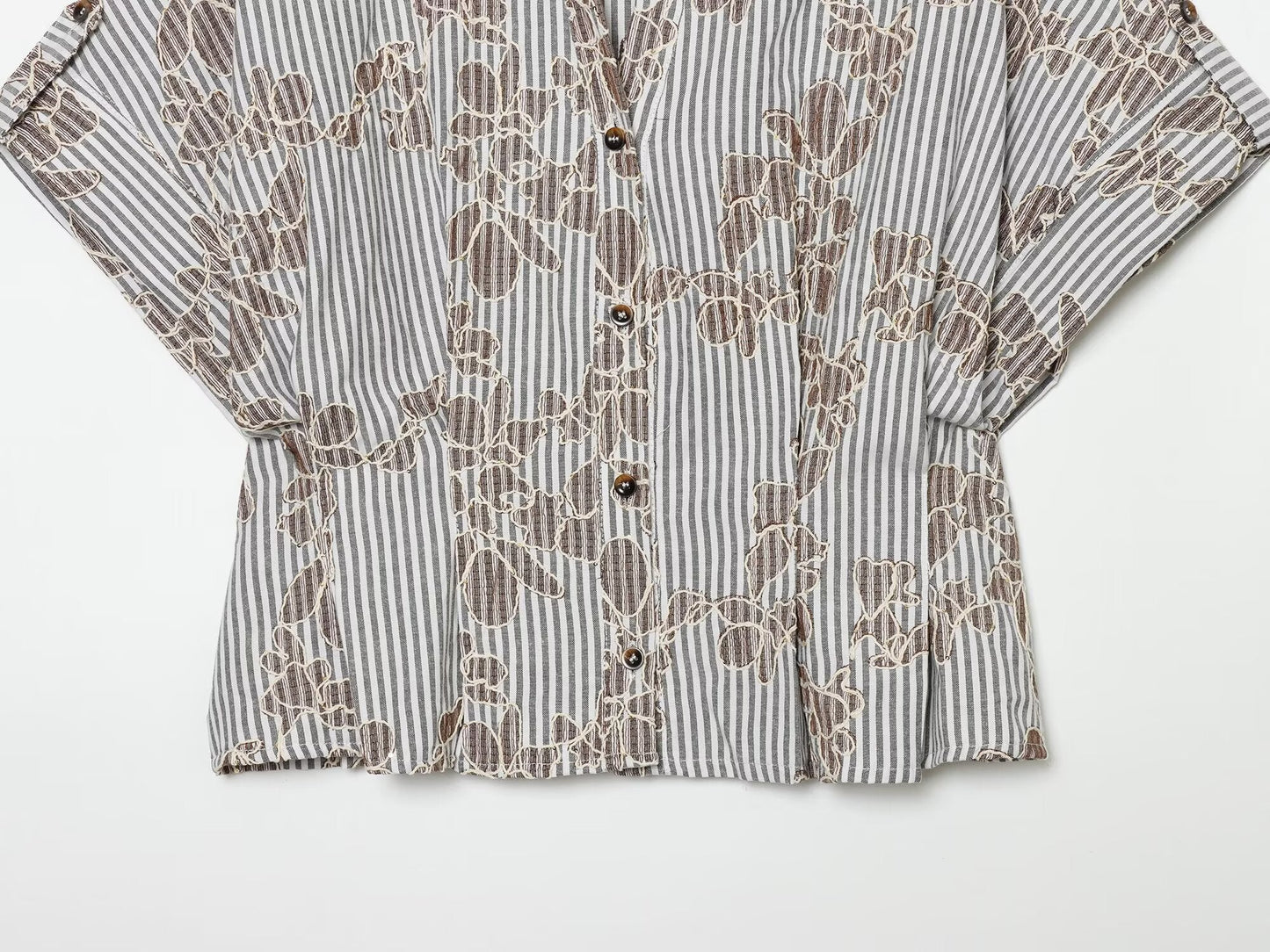 Women's beaded embroidered short shirt