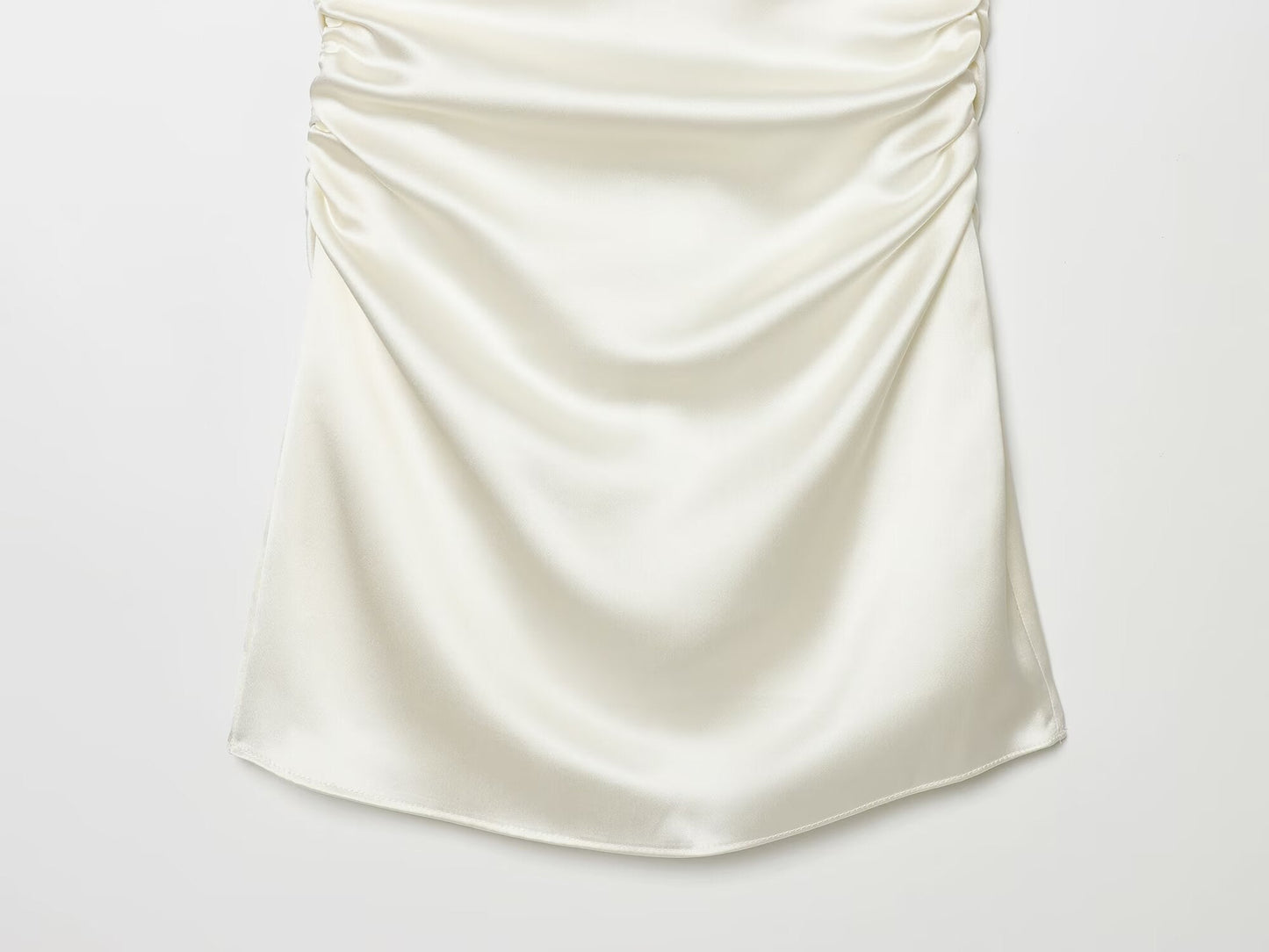 Women's pleated decorative satin texture mini dress