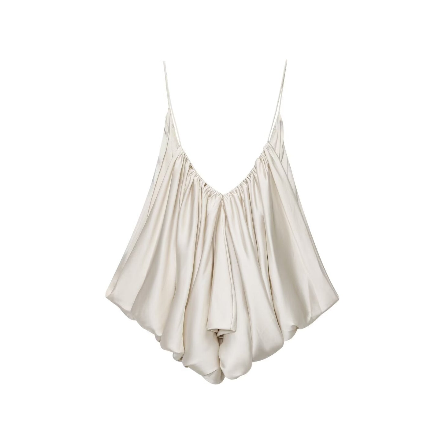 Women's satin textured pleated suspender top
