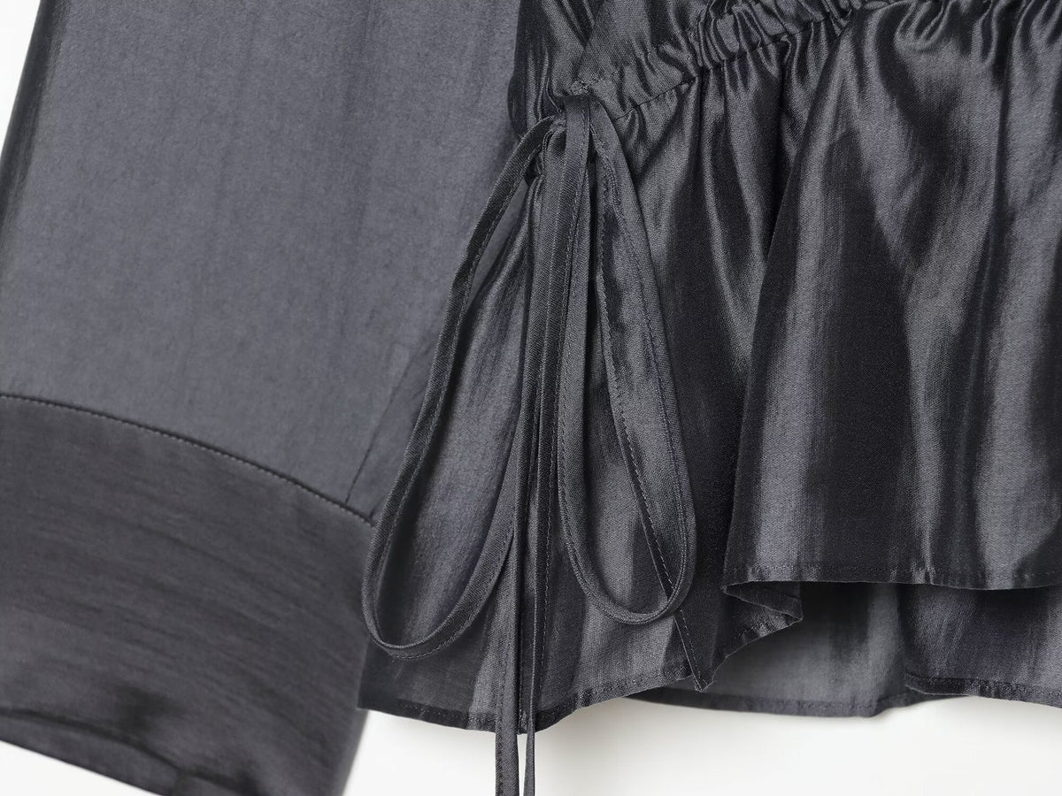 Women's lace up decorative casual draped shirt