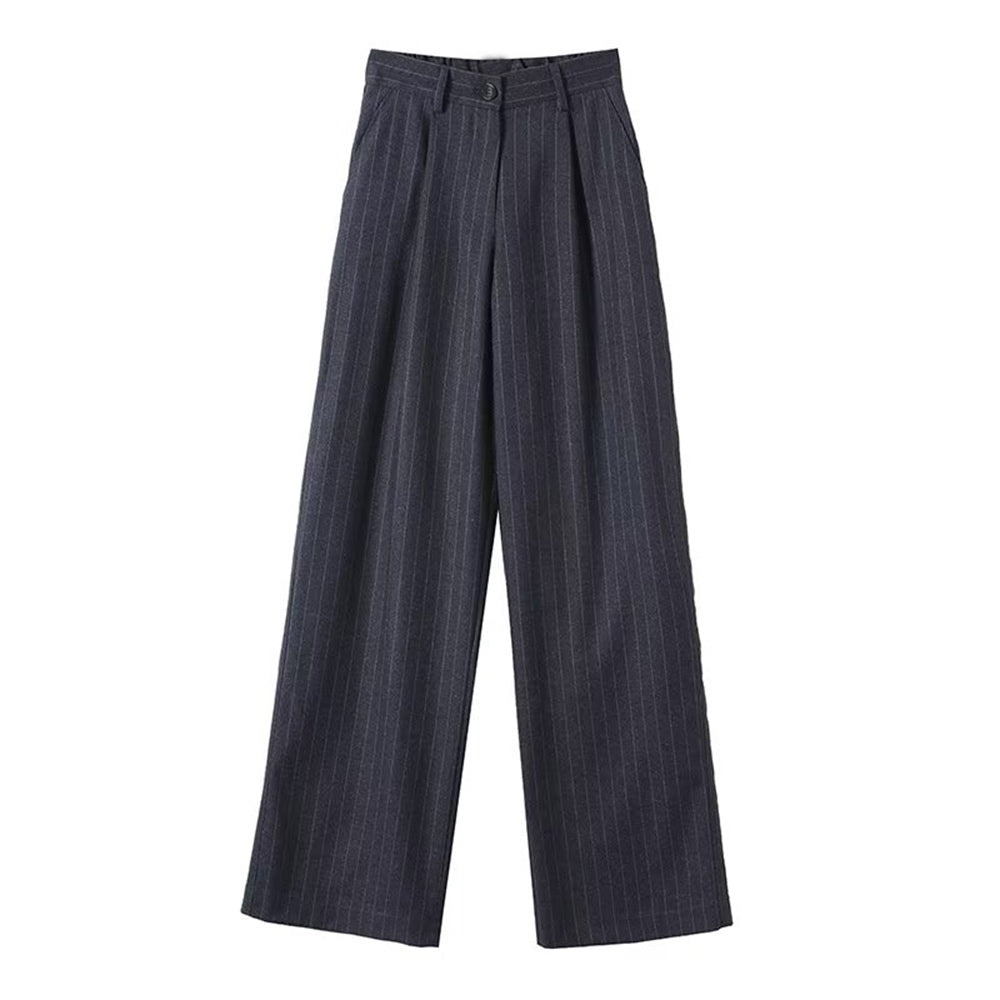 Women's casual versatile Fine striped wide leg pants