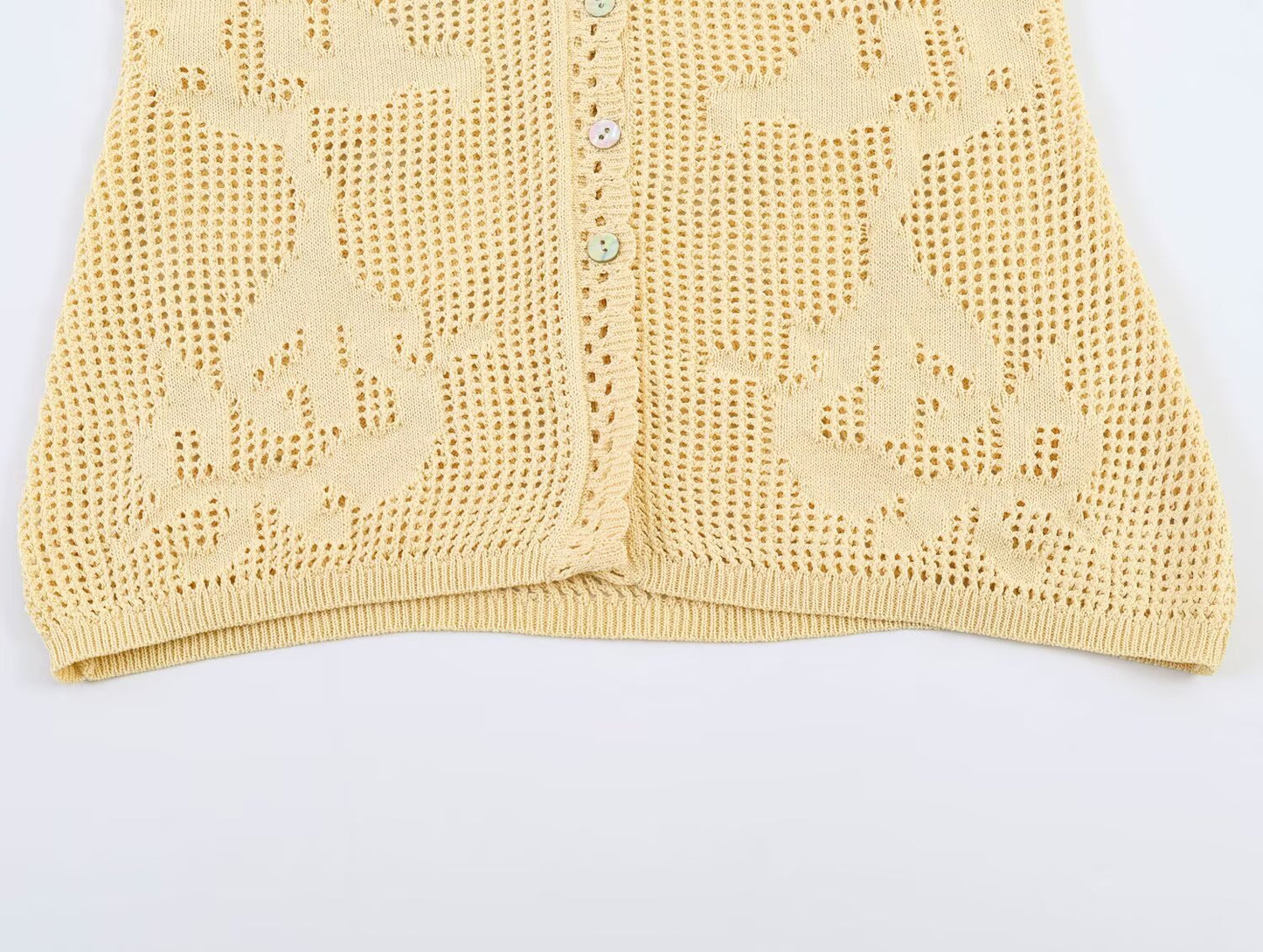 Women's O Neck hollow knitted top