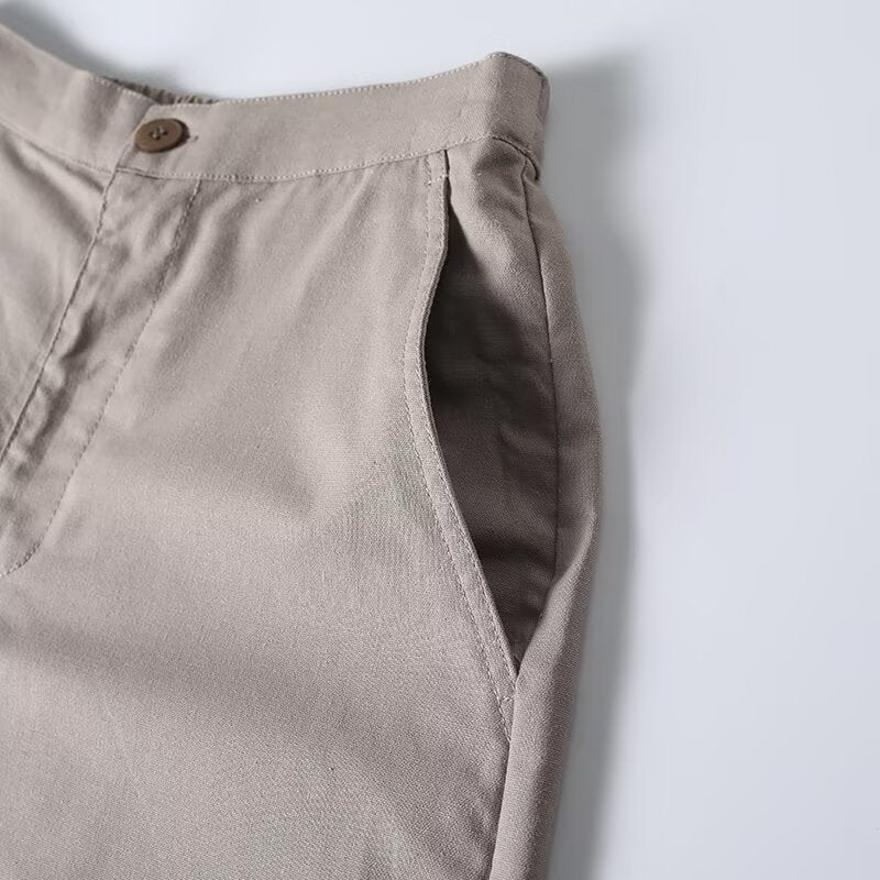 Women's casual straight linen blended shorts