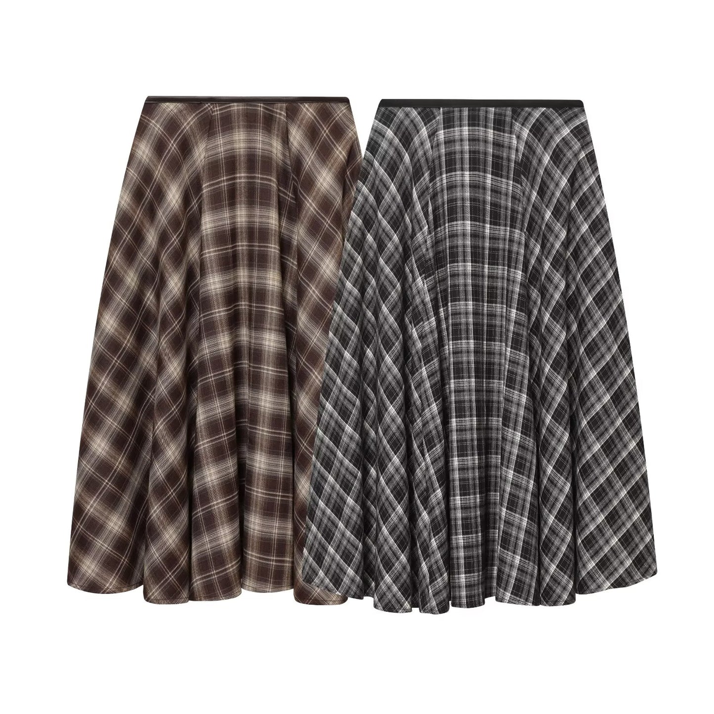 Women 2025 Winter New Loose plaid midi skirt