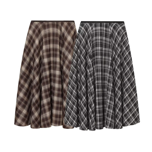 Women 2025 Winter New Loose plaid midi skirt
