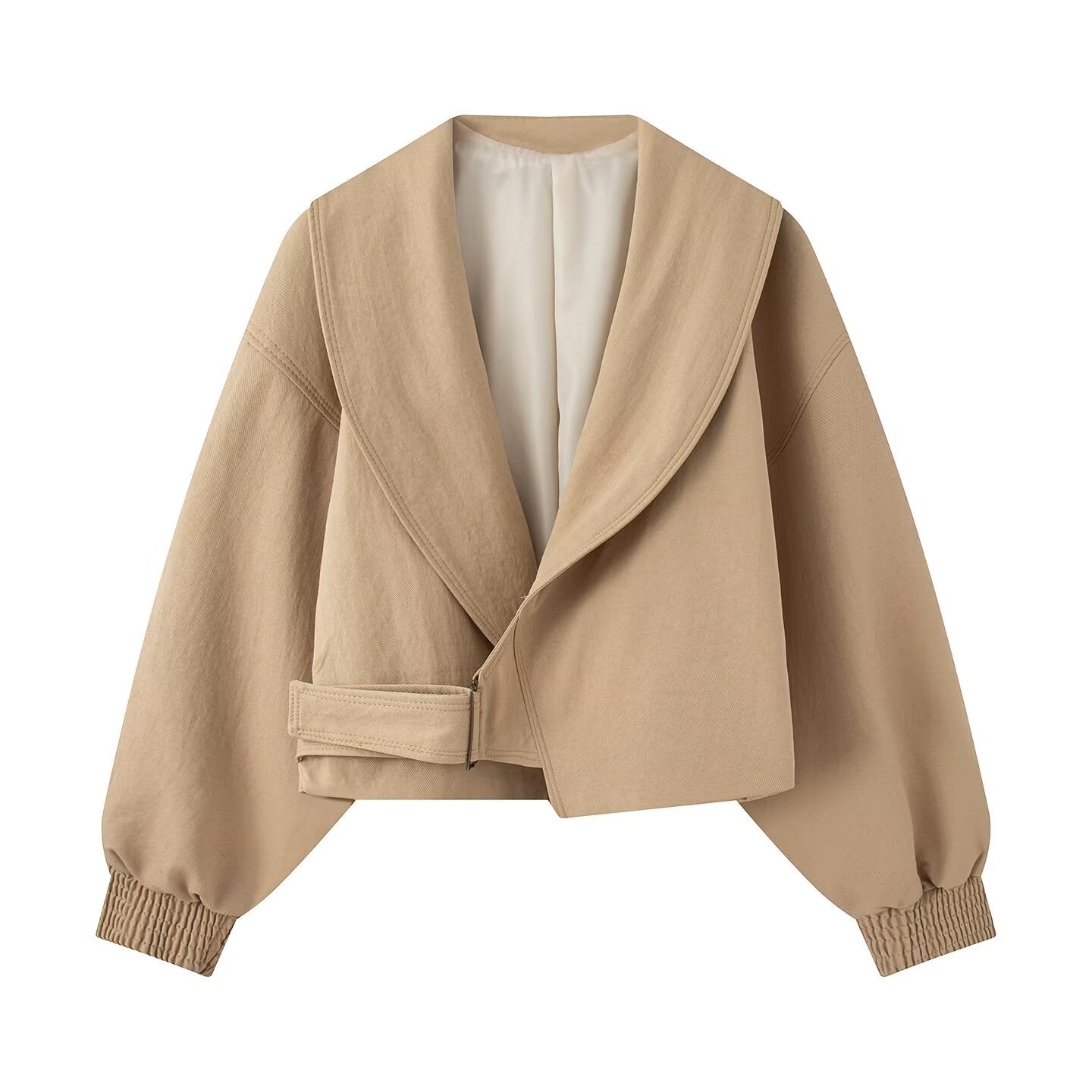 Women's long sleeved lapel short Coat