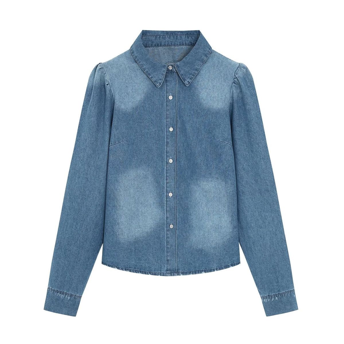 suit Women's 2 pieces shoulder Pleated decoration denim shirt+Jeans