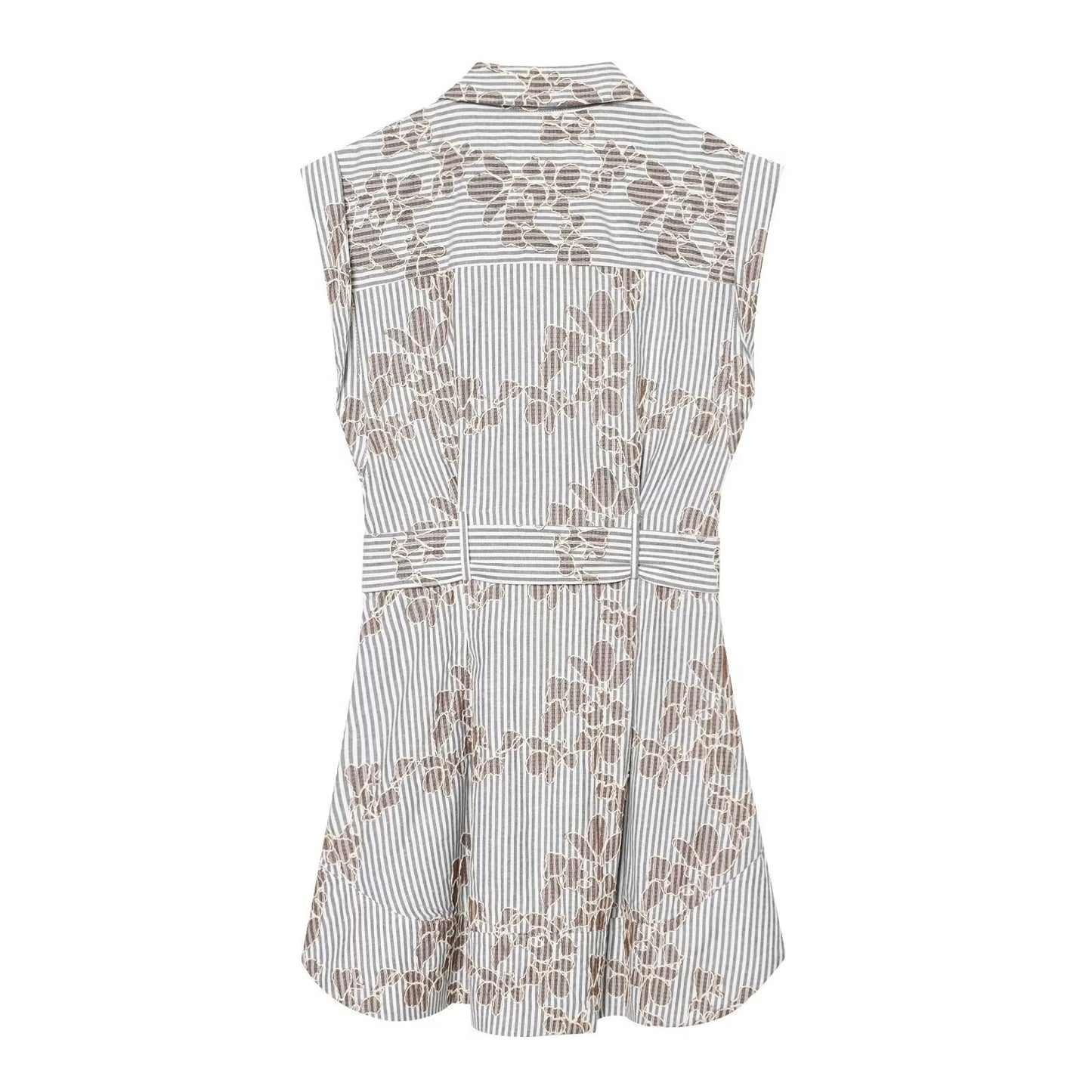 Women's Embroidered Bead Belt Mini Dress