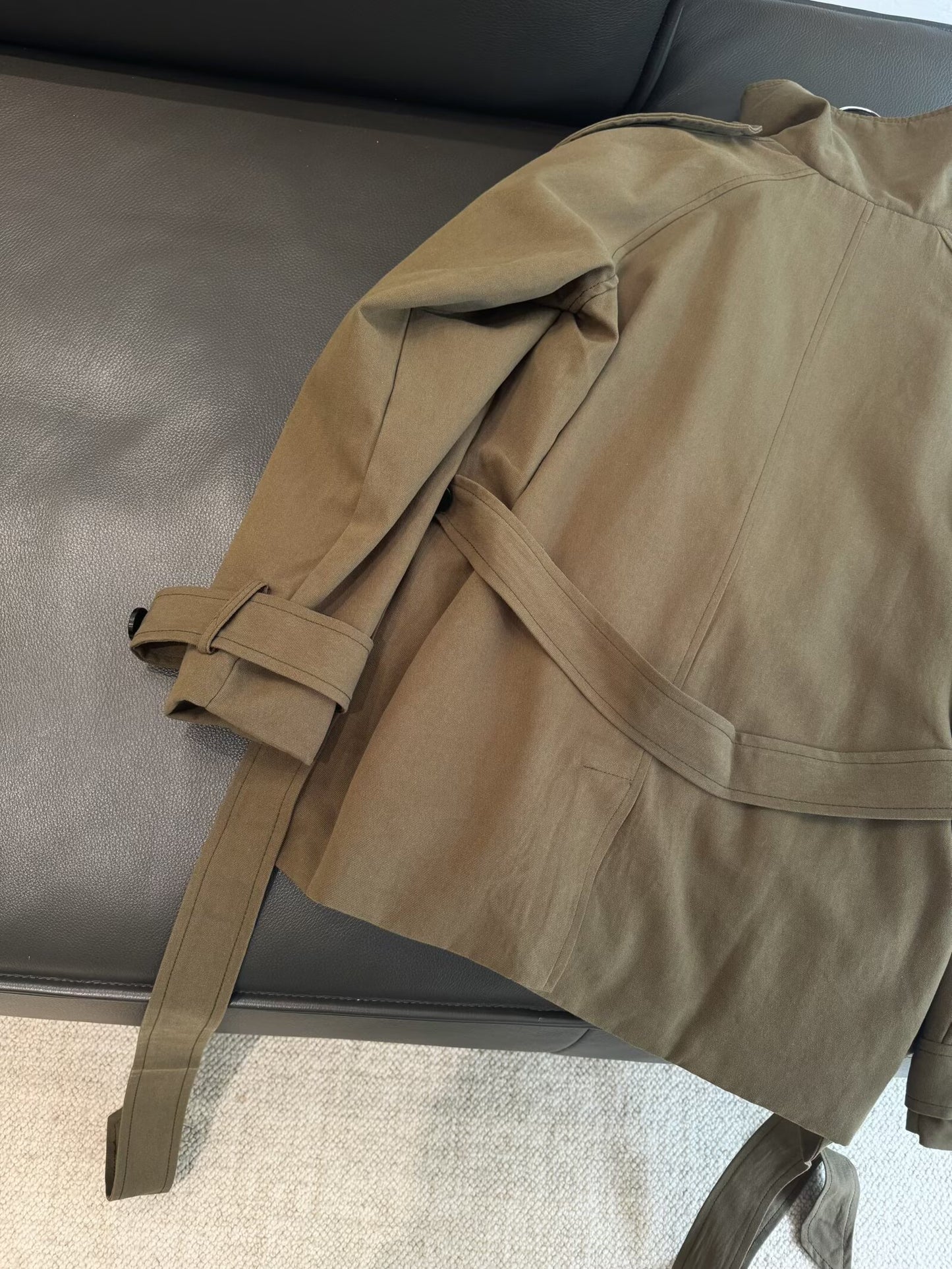 Women's With Belt loose short cotton windbreaker Coat