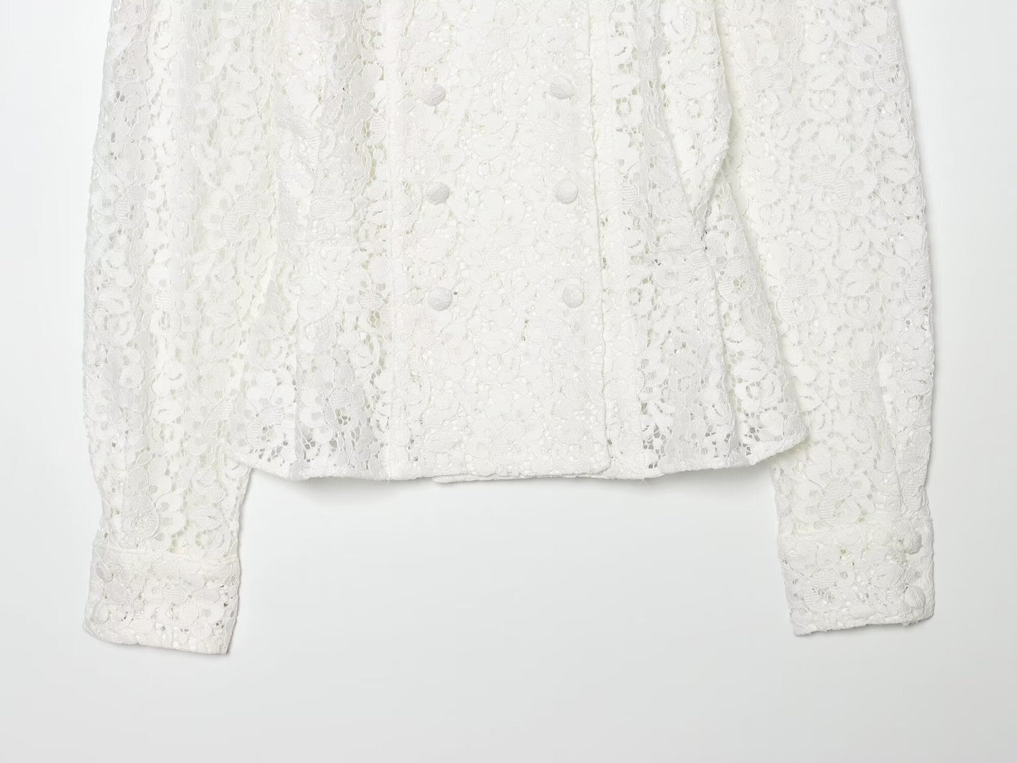 Women's lace O Neck double breasted Coat