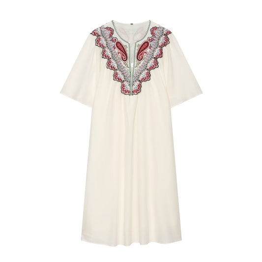 Women's embroidered decorative short sleeved dress