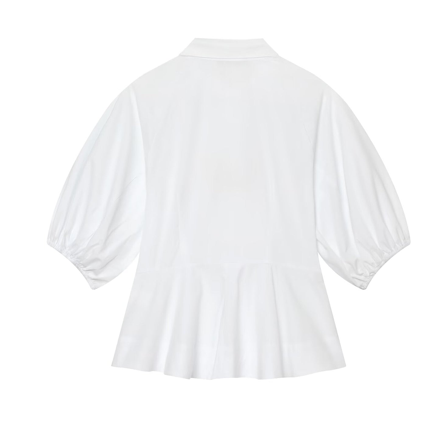 Women's skirt style hem bubble sleeve shirt