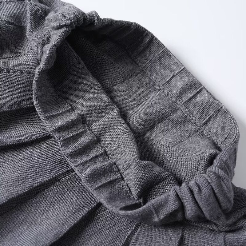 suit Women's 2 pieces flying sleeve high neck knitted vest+Skirts