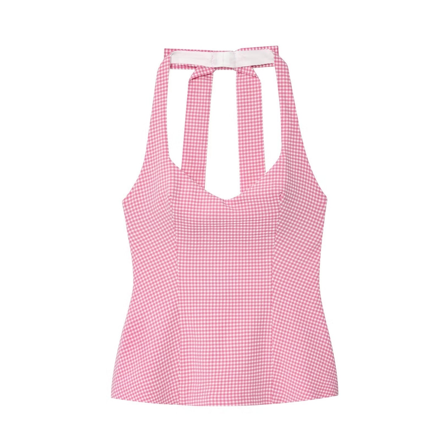 Women's new fashion back bow decoration tight hanging neck top