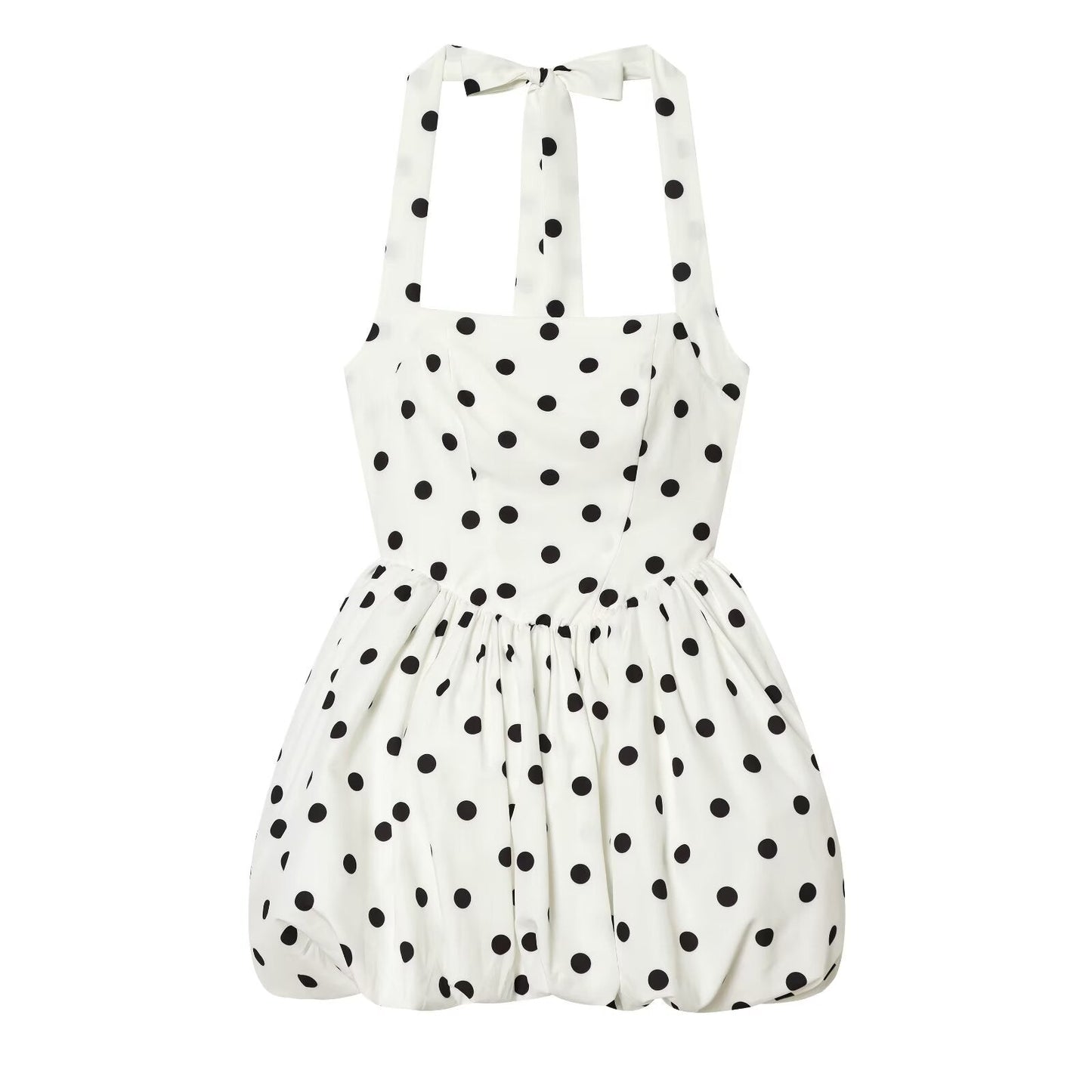 Women's polka dot halter neck mini dress