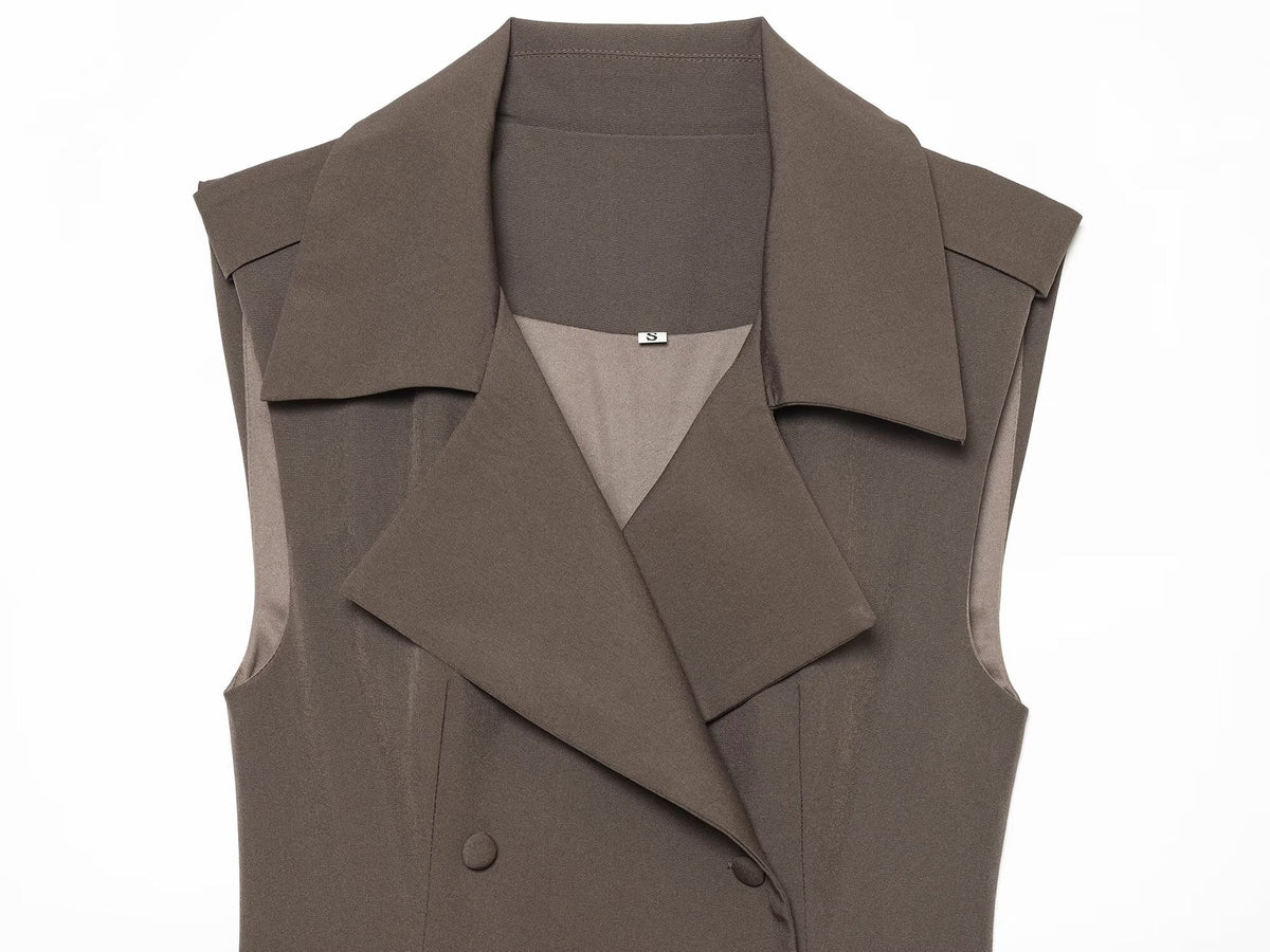Women's sleeveless double breasted mini dress