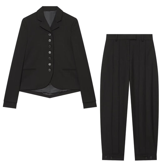 suit Women's 2 pieces button decoration Straight cut Blazer Coat +Pants
