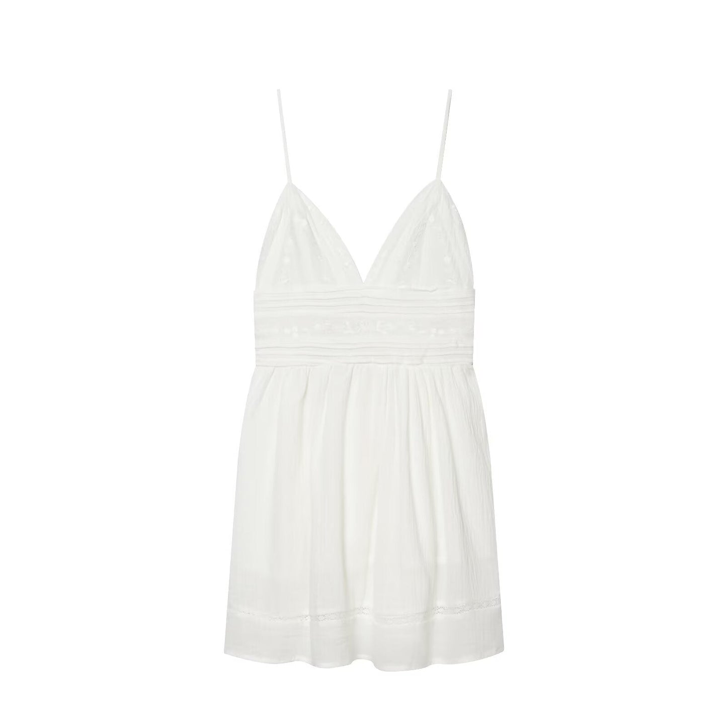 Women's embroidered suspender mini dress