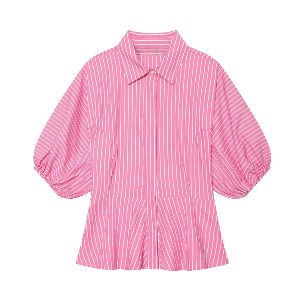 Women's casual striped poplin shirt