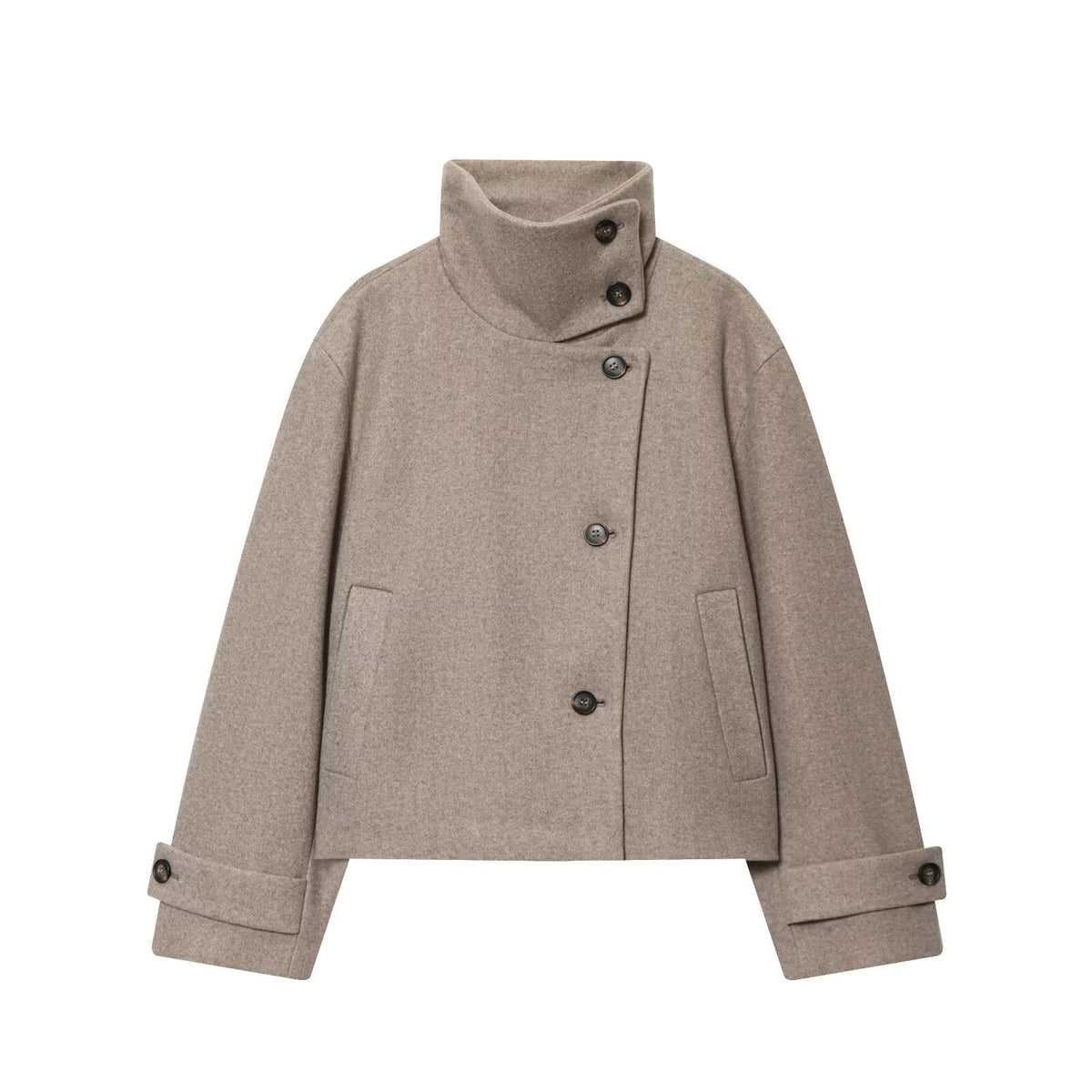 Women's new multi-color stand collar buttoned Coat