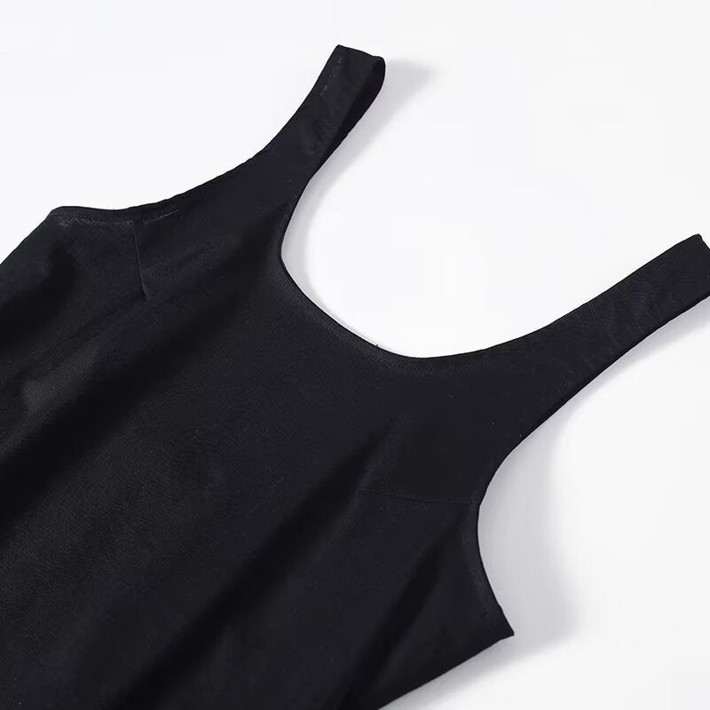 Women's backless linen blended vest style dress