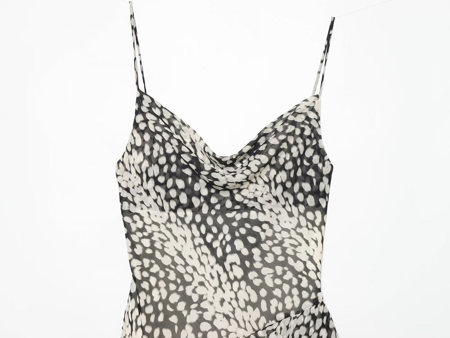 Women's asymmetric printed suspender dress