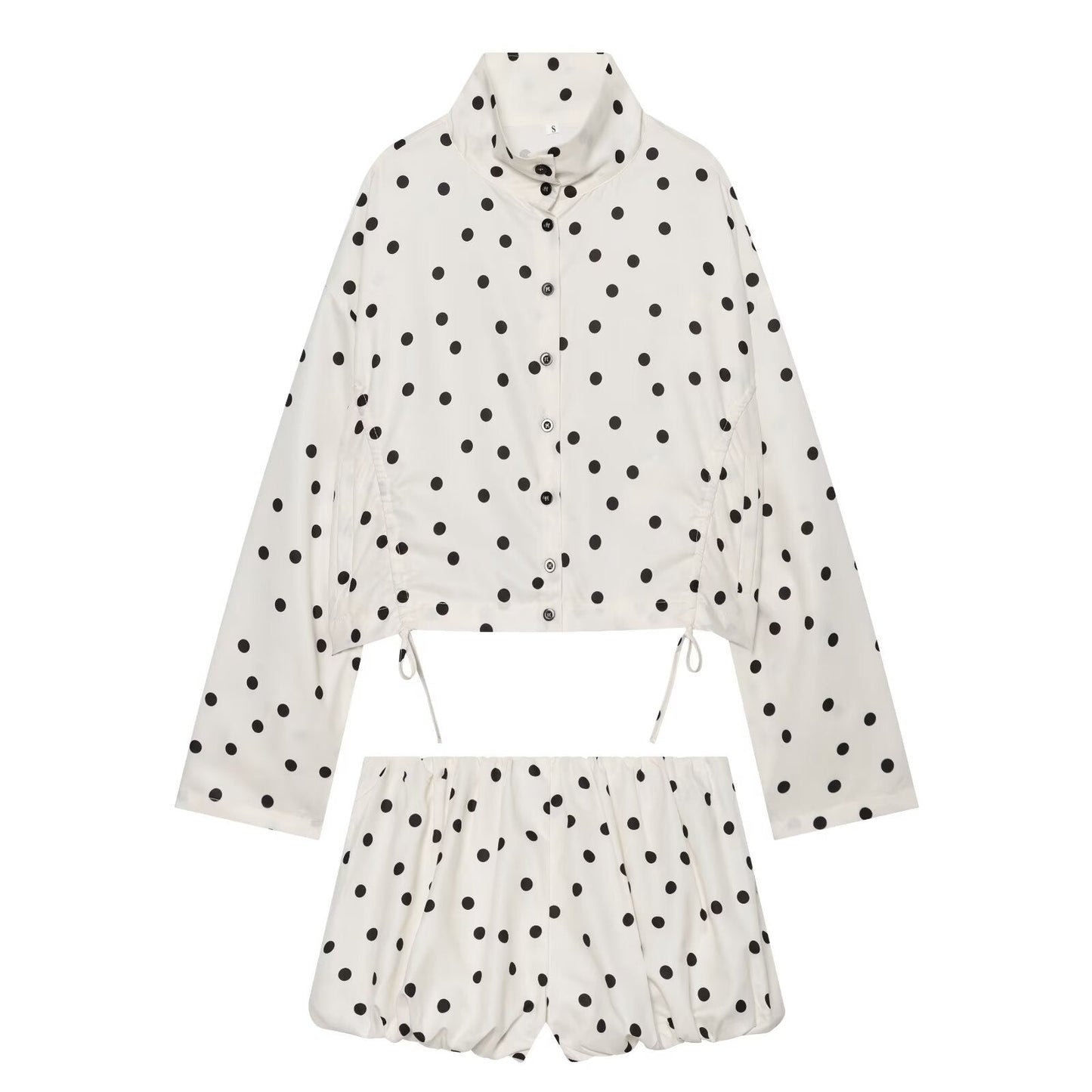 suit Women's 2 pieces lace up decorative polka dot Coat+shorts
