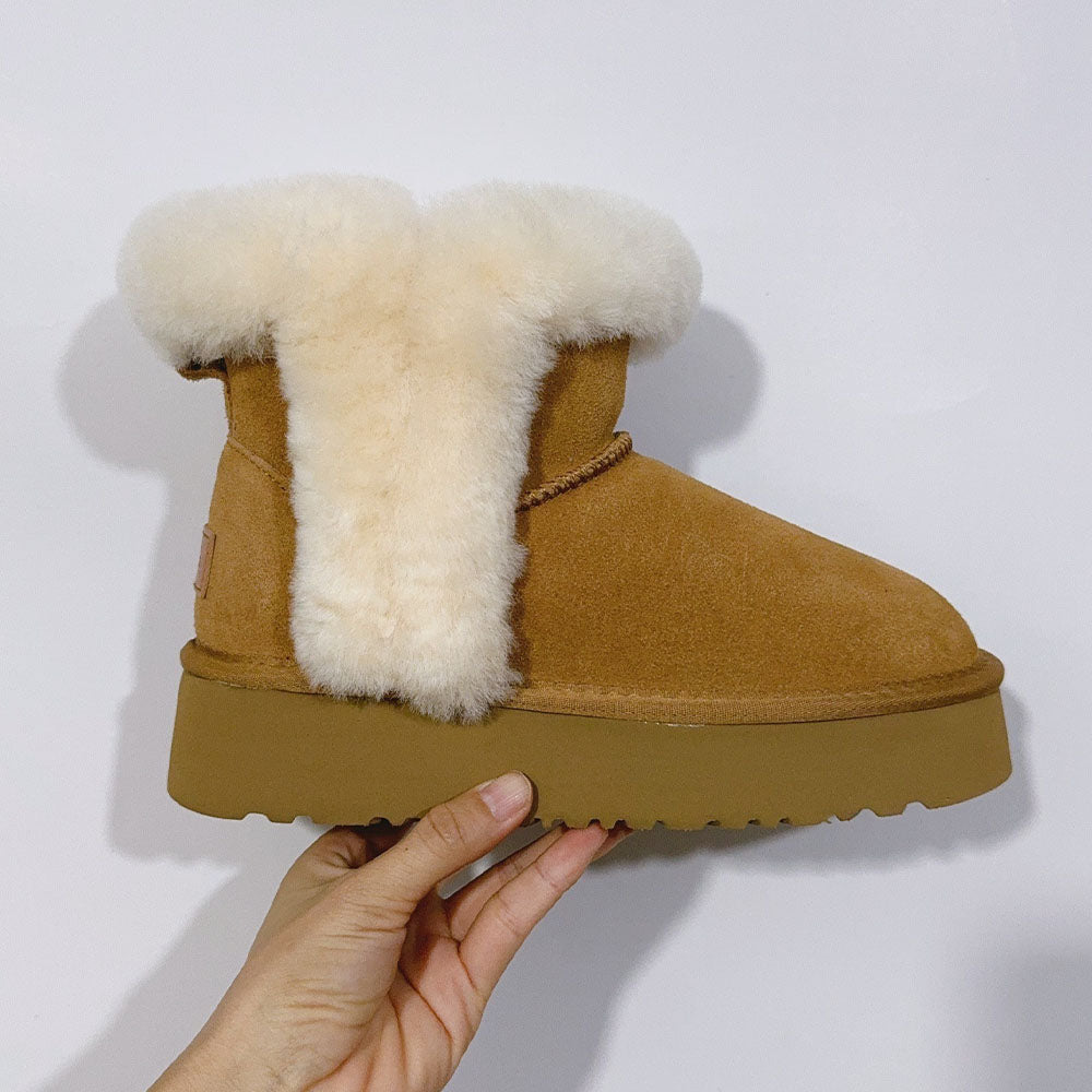 Women's plush snow boots with plush platform