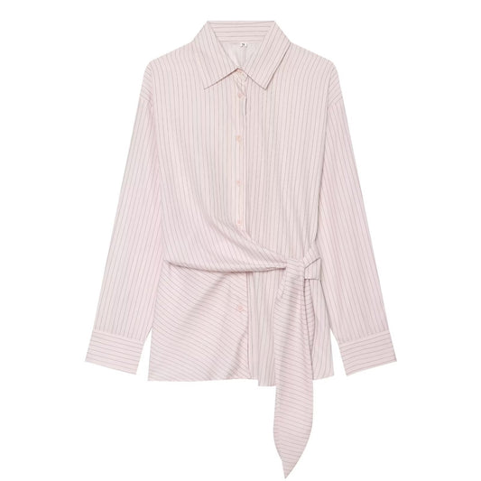 Women's Side Lace up decorative Striped Shirt