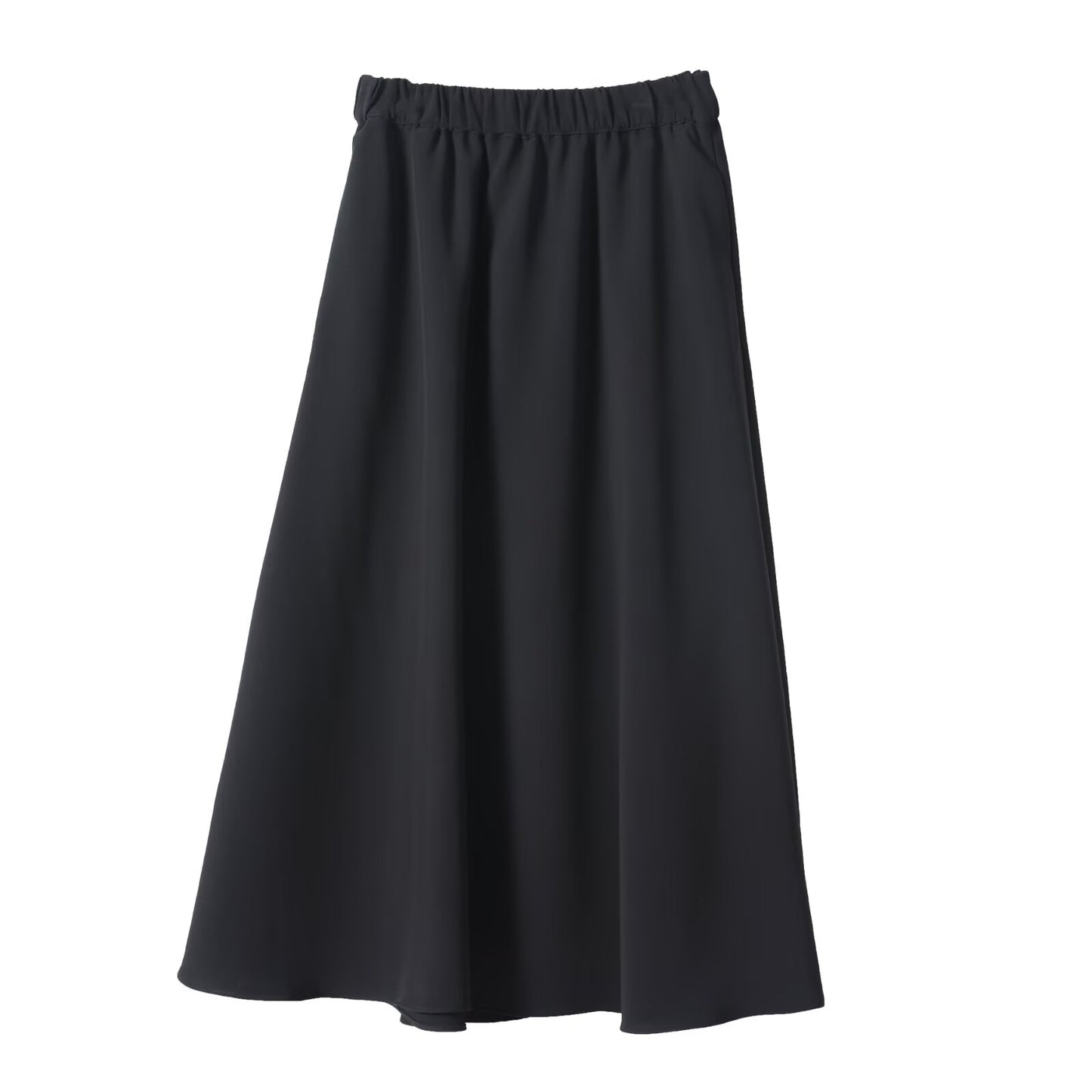 Women's black elastic waist casual flared skirt