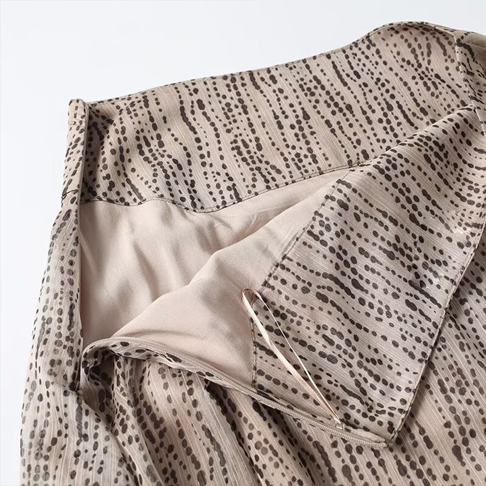 Women's irregular hem polka dot printed MIDI skirt