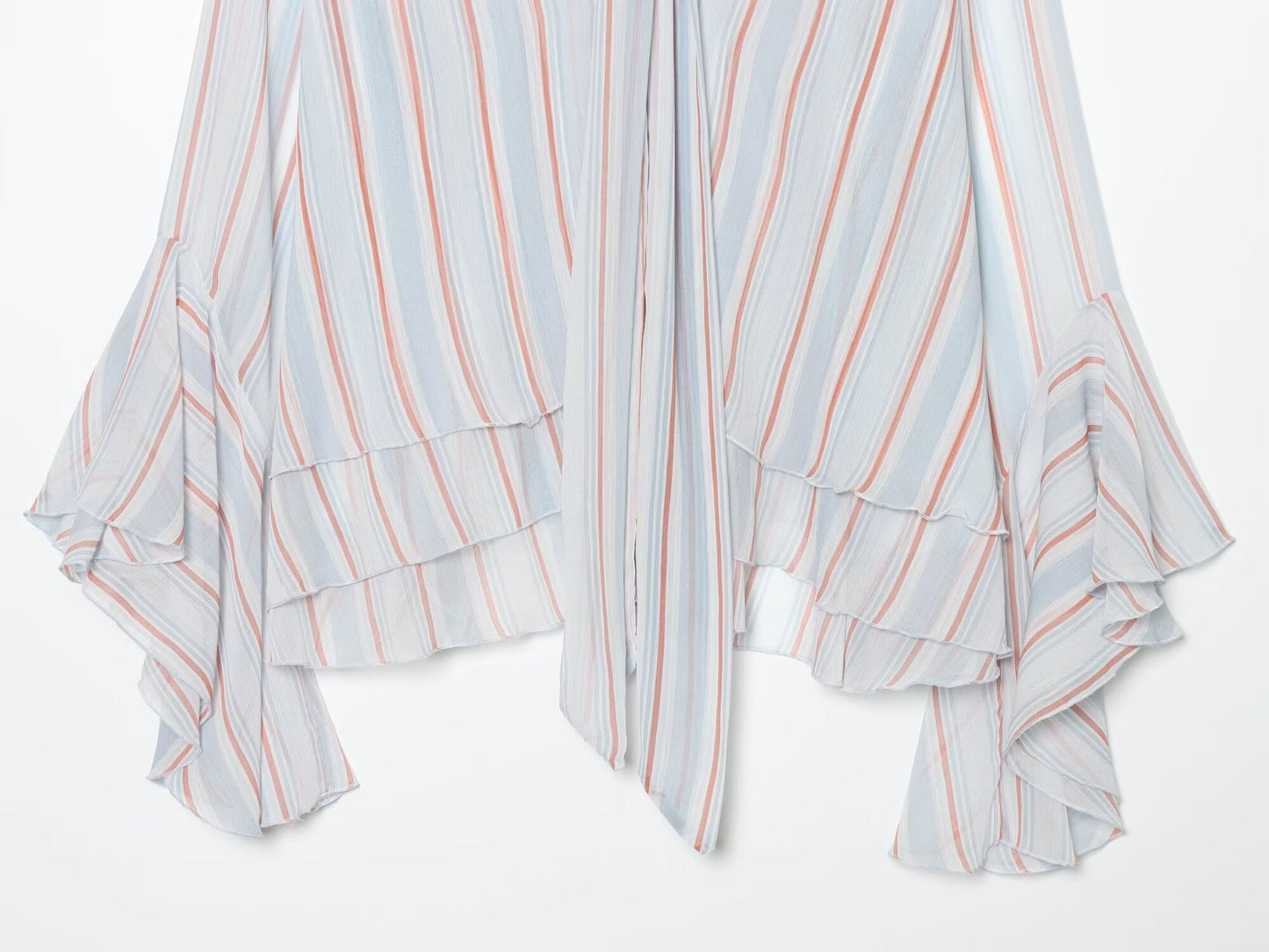 Women's striped ruffle edge ribbon top