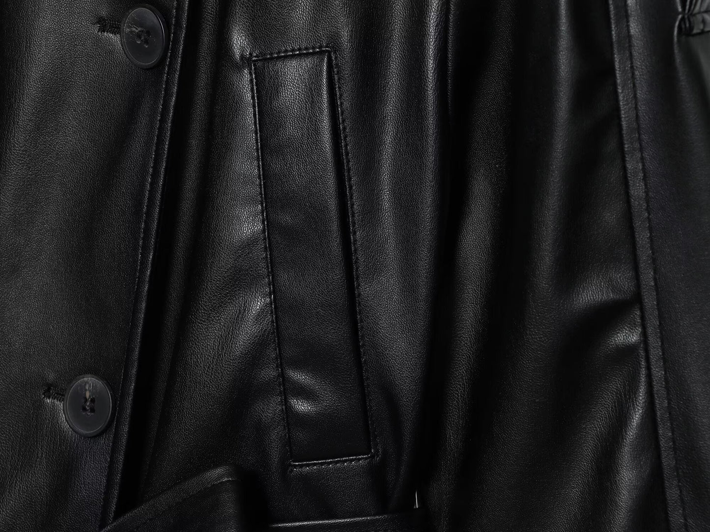 Women's new fashion with Belt short Faux Leather windbreaker Coat