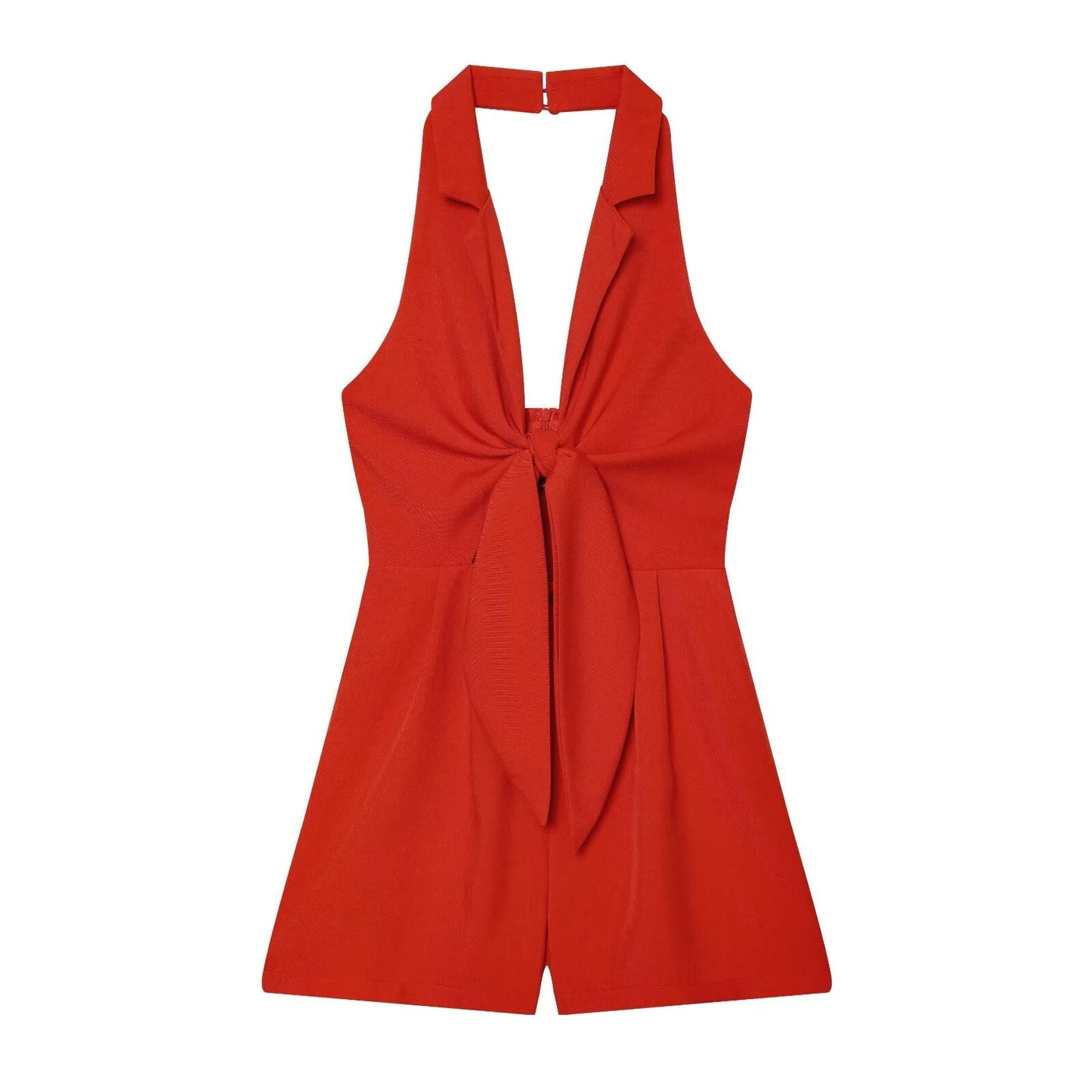 Women's knot decoration hanging neck mini dress