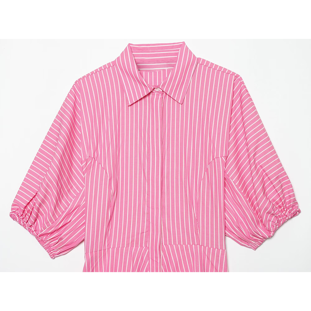 Women's casual striped poplin shirt