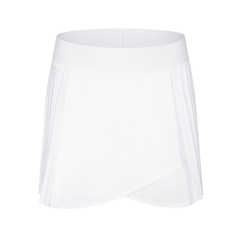 Women's New Fashion Joker Ice Fold Split Sports Pant Comes with Lining Anti-exposure Sports Yoga Skirt.