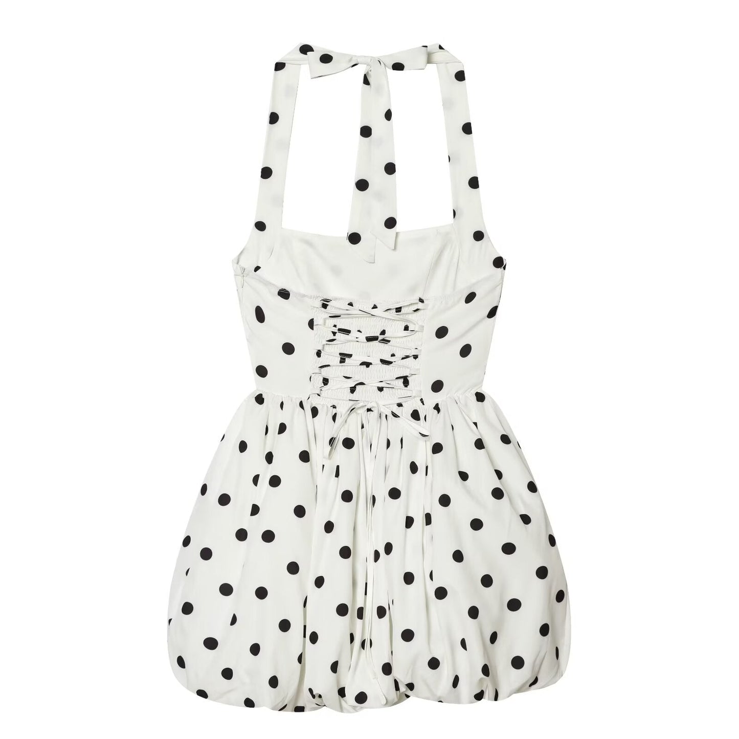 Women's polka dot halter neck mini dress
