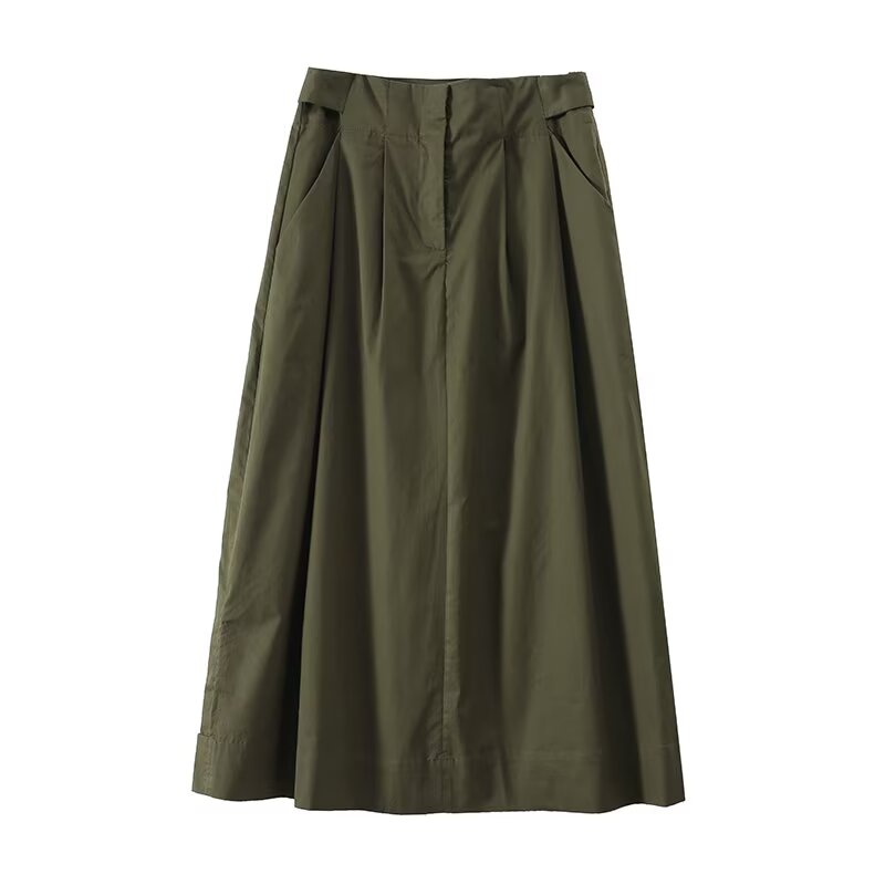 Women's fine pleated cotton MIDI skirt