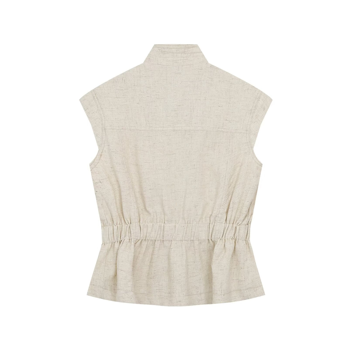 suit Women's 2 pieces pocket decoration linen blend vest+Pants