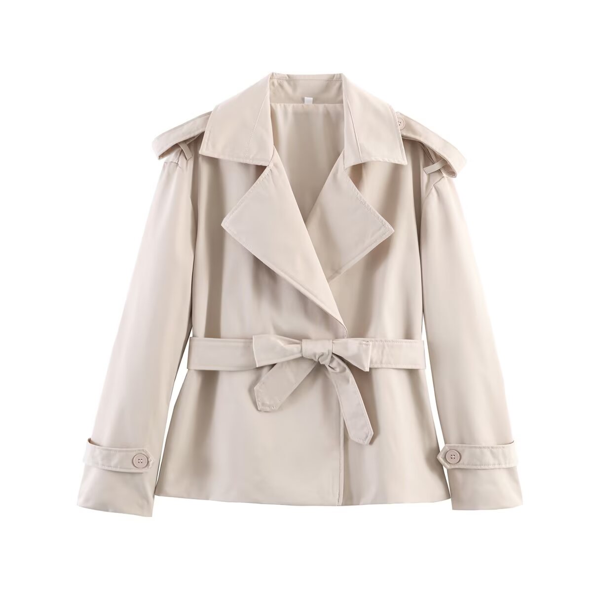 Women's with Belt large lapel windbreaker Coat
