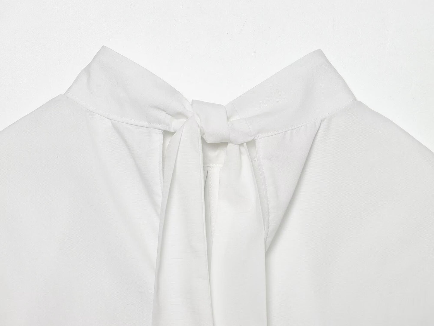Women's bow decorated Split poplin top