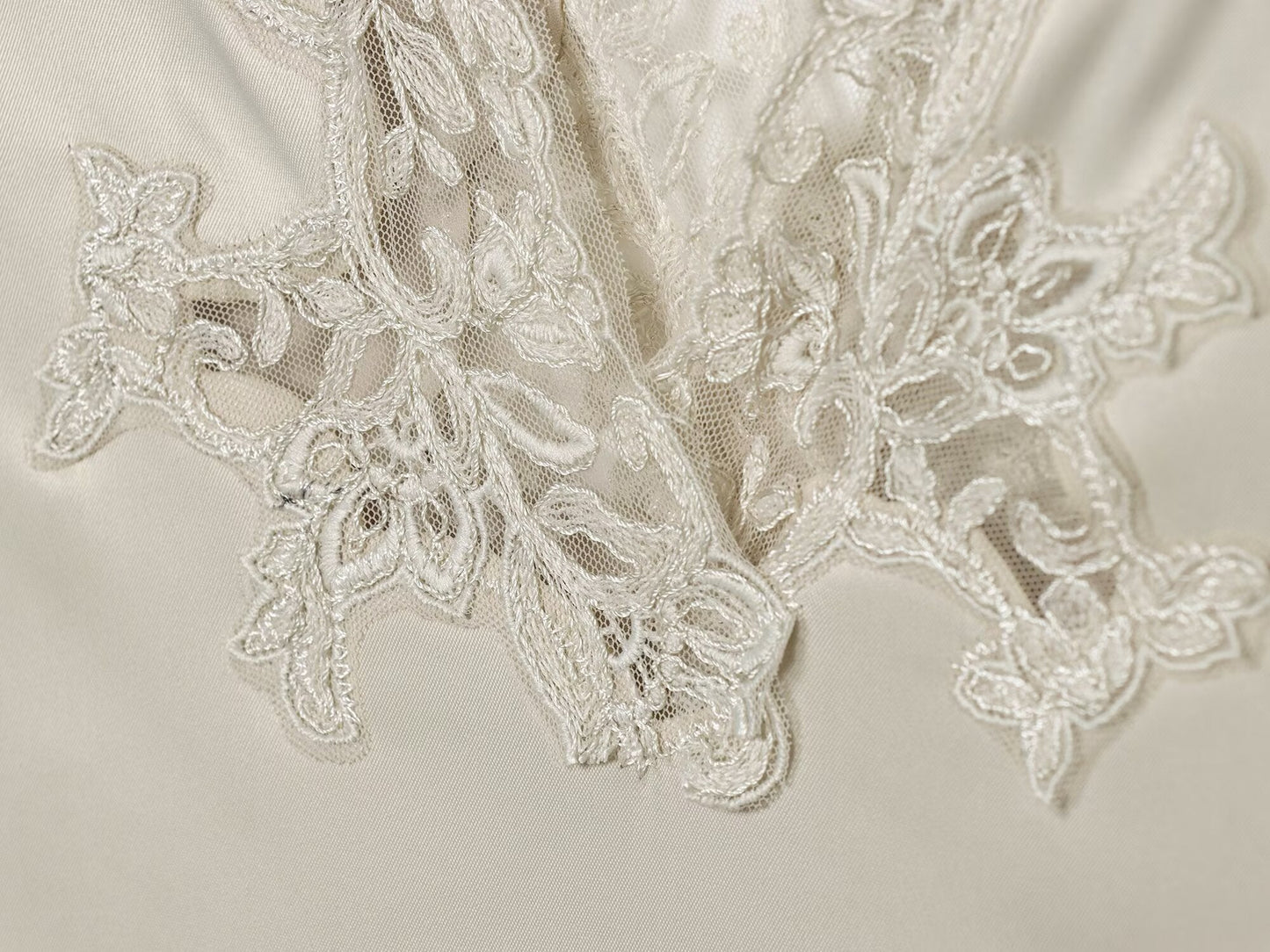 Women's lace decorated satin textured bodysuit
