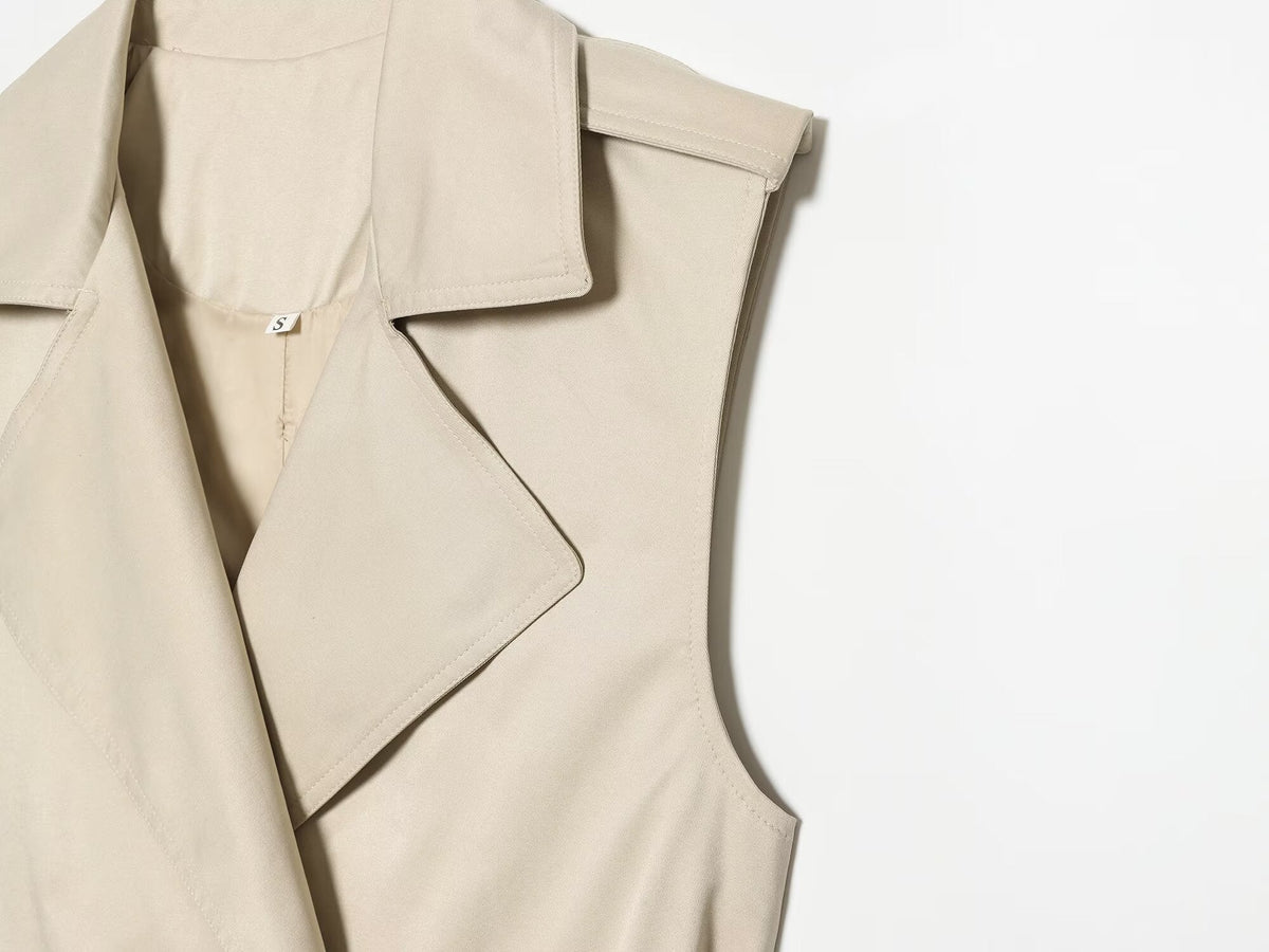 Women's with Belt casual double breasted vest