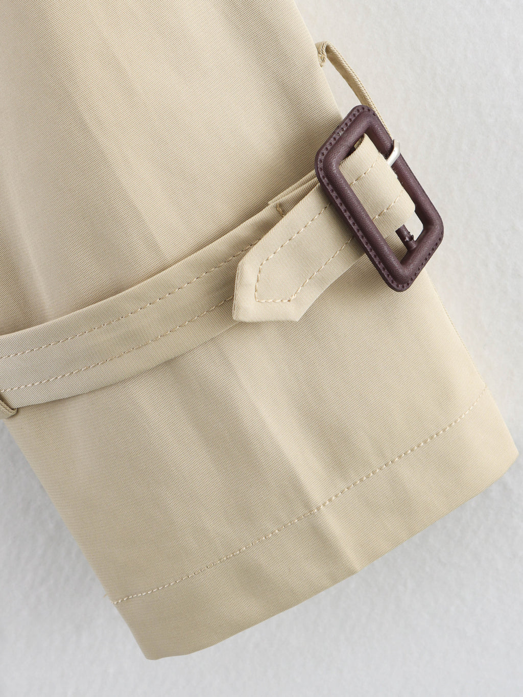 Women 2025 New Long-sleeved Short trench coat with belt and buttons