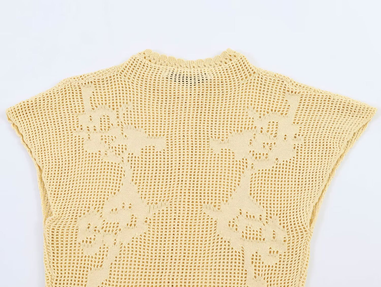 Women's O Neck hollow knitted top
